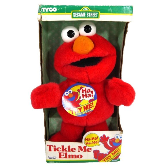 Tickle Me Elmo Sesame Street 14" talking plush doll TYCO 1996 NEW, BOX DAMAGED - Picture 1 of 4